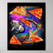 Funny Christmas Galaxy Cat In Space Cat Riding Zza Poster (Voorkant)