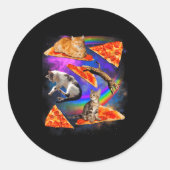 Funny Christmas Galaxy Cat In Space Cat Riding Zza Ronde Sticker (Voorkant)