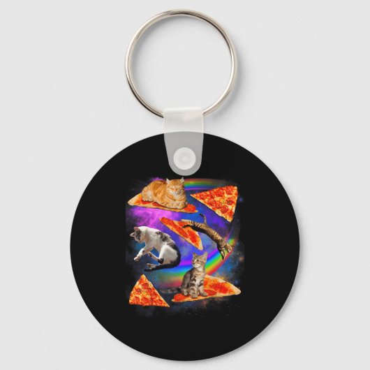 Funny Christmas Galaxy Cat In Space Cat Riding Zza Sleutelhanger (Voorkant)