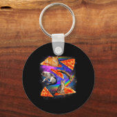Funny Christmas Galaxy Cat In Space Cat Riding Zza Sleutelhanger (Voorkant)