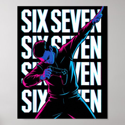 Funny Christmas Gamer Dabbing Xmas Dab Six Seven 6 Poster (Voorkant)