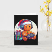 Funny Christmas Gamer Gingerbread Xmas Gaming Men Kaart (Gele Bloem)