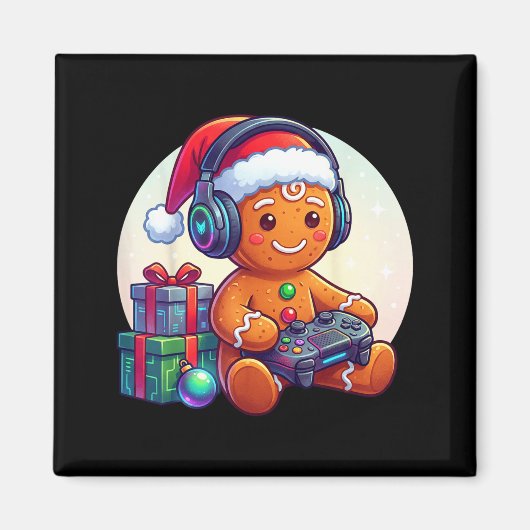 Funny Christmas Gamer Gingerbread Xmas Gaming Men  Magneet (Voorkant)