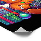 Funny Christmas Gamer Gingerbread Xmas Gaming Men  Poster (Hoek)