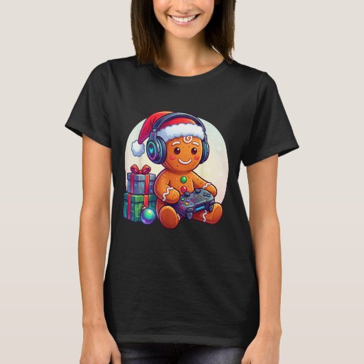 Funny Christmas Gamer Gingerbread Xmas Gaming Men T-shirt (Voorkant)