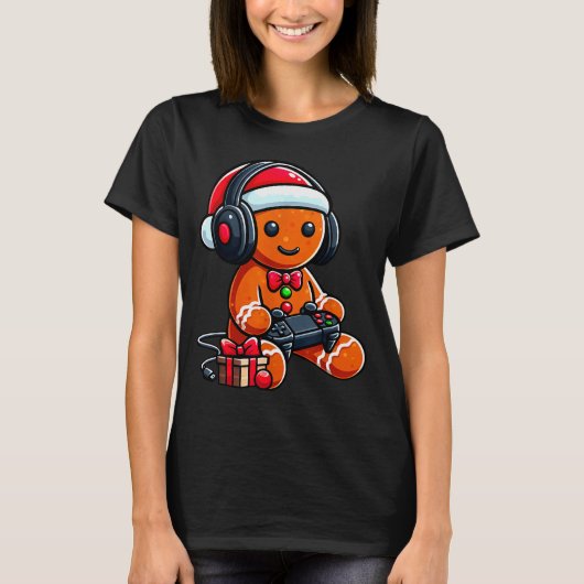 Funny Christmas Gamer Gingerbread Xmas Gaming Men  T-shirt (Voorkant)