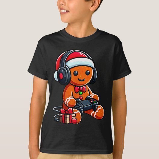 Funny Christmas Gamer Gingerbread Xmas Gaming Men  T-shirt (Voorkant)