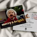 Funny Christmas Geboorte Aankondiging Goudfolie Ka<br><div class="desc">Deze leuke kerstgeboorte aankondiging zal een leuke manier zijn om uw nieuwste aankomst aan te kondigen. Personaliseer met 1 foto op de voorkant en 3 foto's op de achterkant,  samen met al uw baby's geboortestatus informatie. Bezoek mijn kerstkaart collectie om alle nieuwe babyvakantiekaartopties te uitzichten.</div>