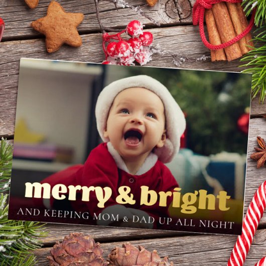 Funny Christmas Geboorte Aankondiging Goudfolie Ka