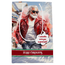 Funny Christmas Gift Bag Santa Medium Holiday Art Cadeauzakje
