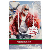 Funny Christmas Gift Bag Santa Medium Holiday Art Medium Cadeauzakje (Achterkant)