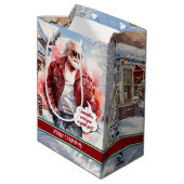Funny Christmas Gift Bag Santa Medium Holiday Art Medium Cadeauzakje (Achterkant Gekanteld)