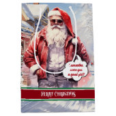 Funny Christmas Gift Bag Santa Medium Holiday Art Medium Cadeauzakje (Voorkant)
