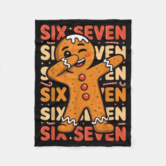 Funny Christmas Gingerbread Cookie Dab Six Seven 6 Fleece Deken (Voorkant)