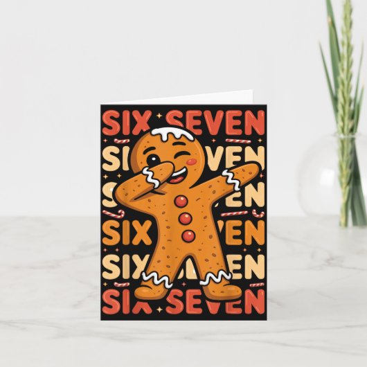 Funny Christmas Gingerbread Cookie Dab Six Seven 6 Kaart (Voorkant)