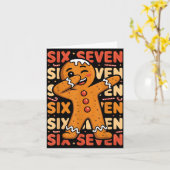 Funny Christmas Gingerbread Cookie Dab Six Seven 6 Kaart (Gele Bloem)
