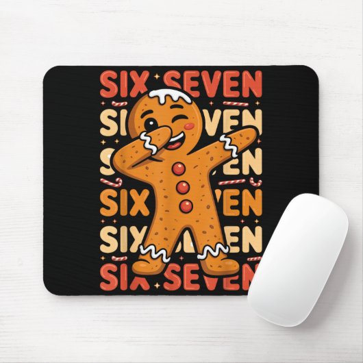 Funny Christmas Gingerbread Cookie Dab Six Seven 6 Muismat (Met muis)