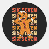 Funny Christmas Gingerbread Cookie Dab Six Seven 6 Ronde Sticker (Voorkant)
