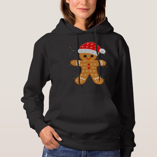 Funny Christmas Gingerbread Cookie Santa Cap Pop I Hoodie (Voorkant)