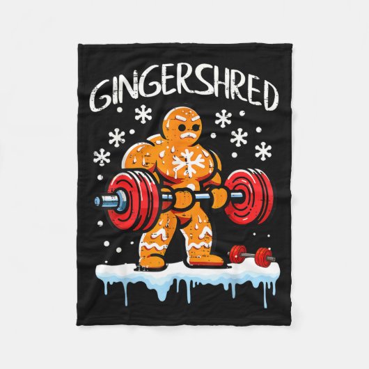 Funny Christmas Gingerbread Gingershred Gym Bodybu Fleece Deken (Voorkant)