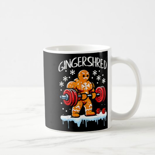 Funny Christmas Gingerbread Gingershred Gym Bodybu Koffiemok (Rechts)