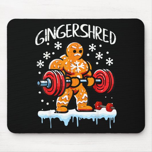 Funny Christmas Gingerbread Gingershred Gym Bodybu Muismat (Voorkant)