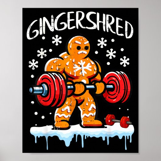 Funny Christmas Gingerbread Gingershred Gym Bodybu Poster (Voorkant)