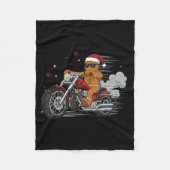 Funny Christmas Gingerbread Man Biker Riding A Mot Fleece Deken (Voorkant)