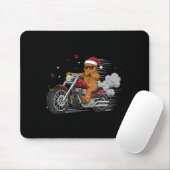 Funny Christmas Gingerbread Man Biker Riding A Mot Muismat (Met muis)
