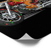 Funny Christmas Gingerbread Man Biker Riding A Mot Poster (Hoek)