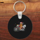 Funny Christmas Gingerbread Man Biker Riding A Mot Sleutelhanger (Voorkant)