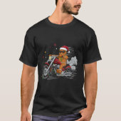 Funny Christmas Gingerbread Man Biker Riding A Mot T-shirt (Voorkant)
