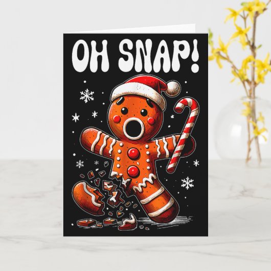 Funny Christmas Gingerbread Man Oh Snap Outfit Paj Kaart (Gele Bloem)