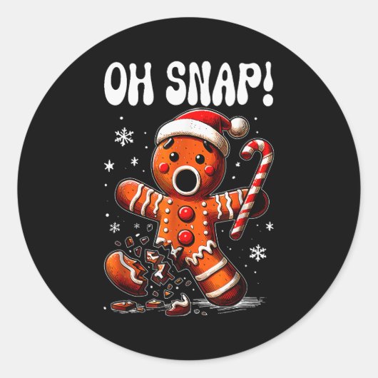 Funny Christmas Gingerbread Man Oh Snap Outfit Paj Ronde Sticker (Voorkant)