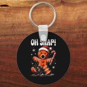 Funny Christmas Gingerbread Man Oh Snap Outfit Paj Sleutelhanger (Voorkant)