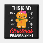 Funny Christmas Gingerbread Man Pajama Pj Outfit G Magneet (Voorkant)