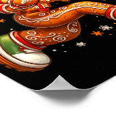 Funny Christmas Gingerbread Man Playing Baseball C Poster (Hoek)