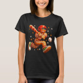 Funny Christmas Gingerbread Man Playing Baseball C T-shirt (Voorkant)