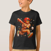 Funny Christmas Gingerbread Man Playing Baseball C T-shirt (Voorkant)