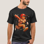 Funny Christmas Gingerbread Man Playing Baseball C T-shirt (Voorkant)