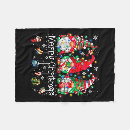 Funny Christmas Gnome Hanging With My Gnomies Fami Fleece Deken (Voorkant (Horizontaal))