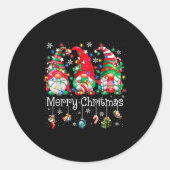 Funny Christmas Gnome Hanging With My Gnomies Fami Ronde Sticker (Voorkant)