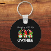 Funny Christmas Gnome Hanging With My Gnomies Fami Sleutelhanger (Voorkant)