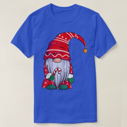 Funny Christmas Gnome Holding Candy Cane T-shirt (Design voorkant)
