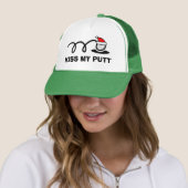 Funny Christmas golf hat | Kiss my putt Trucker Pet (In situ)
