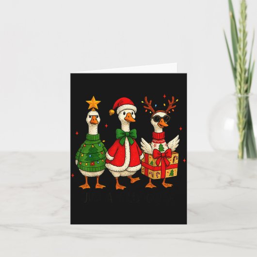 Funny Christmas Goose Jolly Geese Santa Reindeer X Kaart (Voorkant)