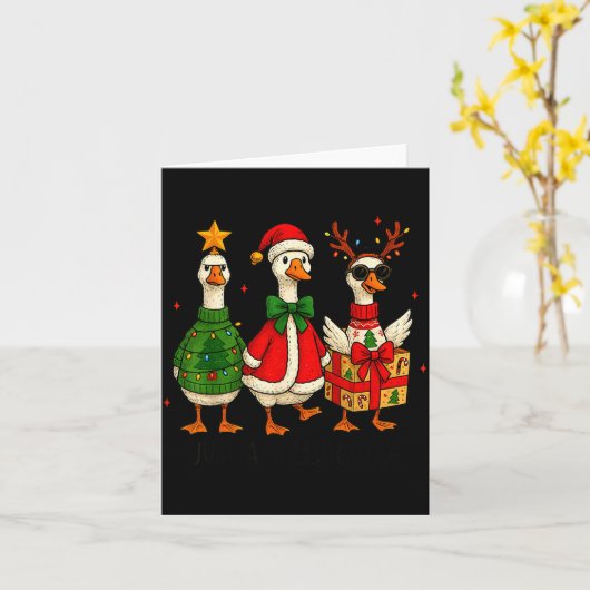Funny Christmas Goose Jolly Geese Santa Reindeer X Kaart (Gele Bloem)