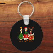Funny Christmas Goose Jolly Geese Santa Reindeer X Sleutelhanger (Voorkant)