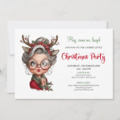 Funny Christmas Granny Festive Party Invitation Kaart (Voorkant)