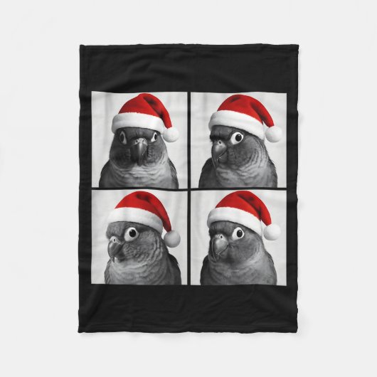 Funny Christmas Green Cheek Conure Santa Photo Boo Fleece Deken (Voorkant)